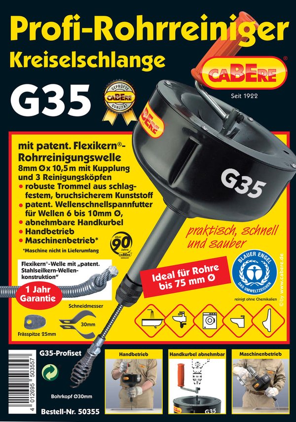 Profi-Rohrreinigungsgerät Kreiselschlange G35